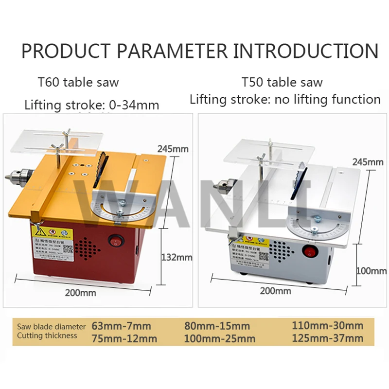 T50/t60 mini diy pequena máqui - Mini Table Saw For Woodworking avaliação e preço