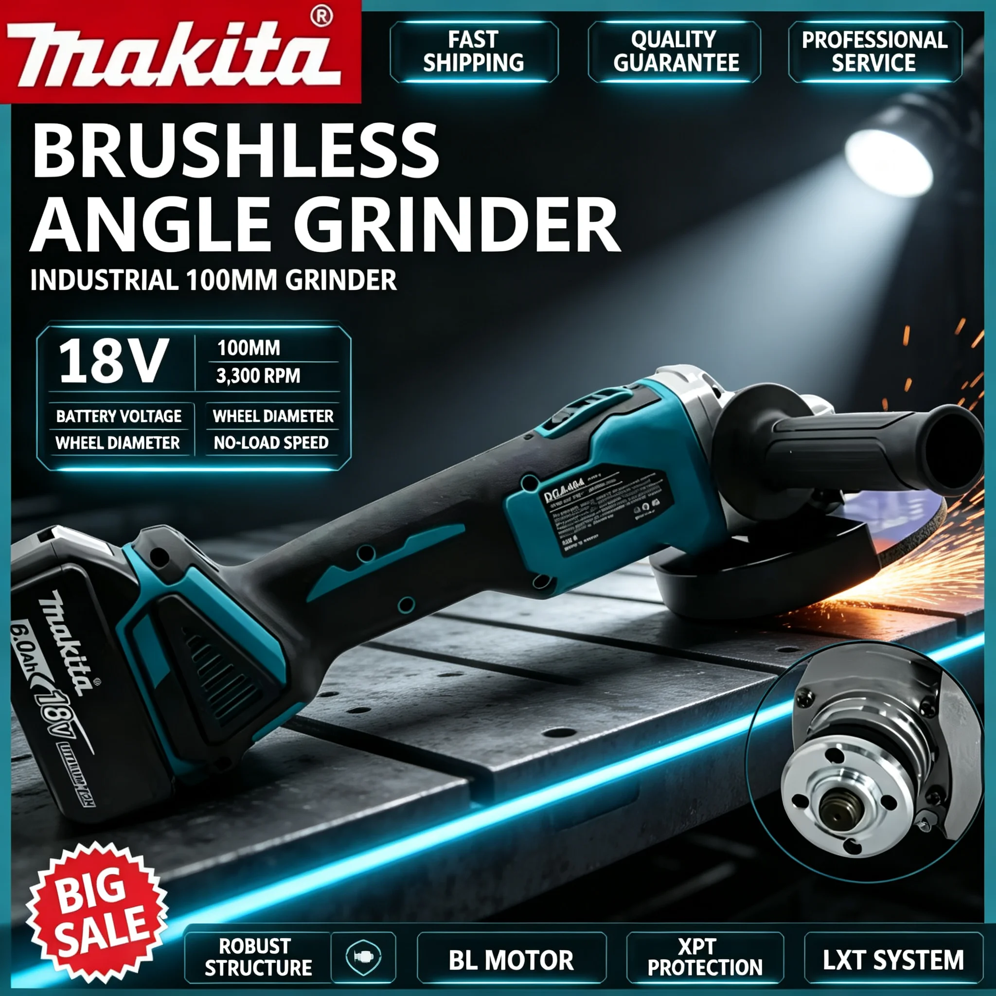 Esmerilhadeira angular sem esc - Brushless Angle Grinder Battery Powered avaliação e preço
